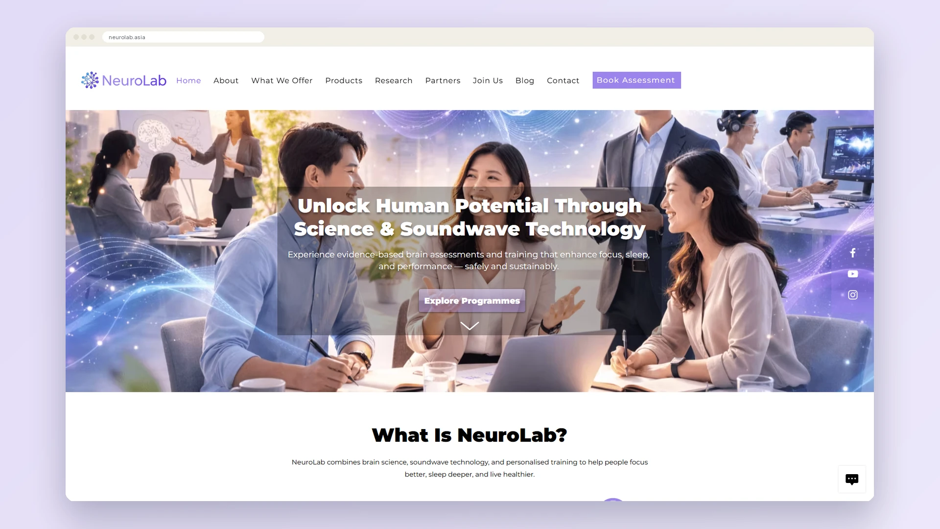 NeuroLab Brain Performance & Wellness website homepage preview